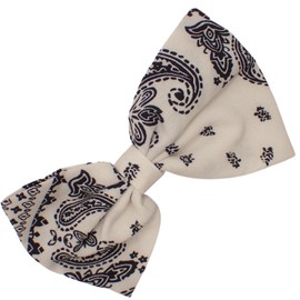 Topkids Accessories Fabric Paisley Print Bow Hair Clip for Girls & Women, Hair Accessories for Girls, Cute Hair Clip for Girls, Bandana Print Bow Clip, Unisex Hair Accessory, Pretty Bow Hair (White)