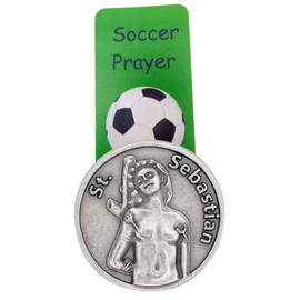 Westmon Works Saint Sebastian Soccer Token Set with Holy Card for Footballers and Metal Pocket Boys or Girls Sports Player Trinket Made in Italy
