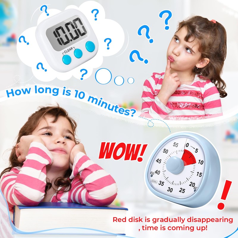 Diboniur Visueller Timer Kinder Wiederaufladbar, 60 Minuten Countdown Timer, Schreibtisch
