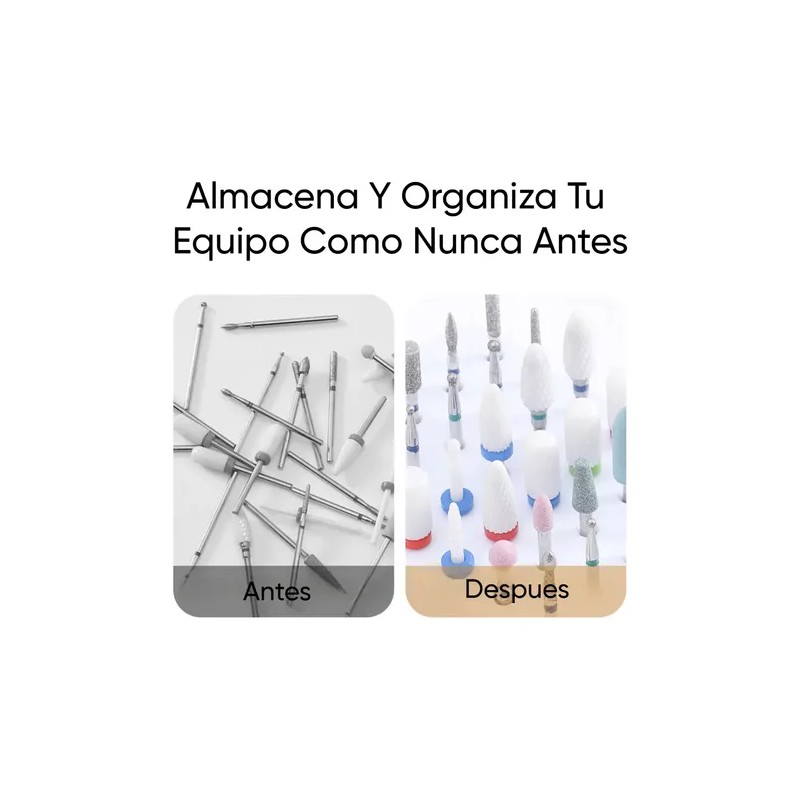Estuche Para 30 Borcas Punta Drill De Uñas Cepillo Limpieza