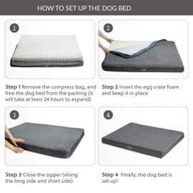 Bedsure Extra Large Dog Bed for Large Dogs Up to 100lbs - XL Orthopedic Dog Beds with Removable Washable Cover, Egg Crate Foam Pet Bed Mat, Brown