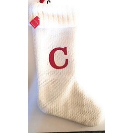 Wondershop Holiday Christmas Cream Thick Knit Stocking Letter C Sock 19" Mantel Decoration Ornamnet