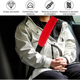 2 PCS Car Seat Belt Cover, Auto Seat Belt Cover Seatbelt Shoulder Pad for a More Comfortable Driving, Seatbelt Protector for Your Neck & Shoulder, Universal Car Accessories (Red, One Size)