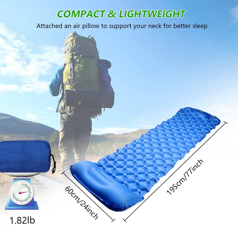 BIHEE Single Sleeping Mat Inflatable Camping Mat Sleeping Mattress Pad