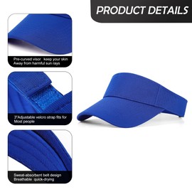 FCHUI Sun Visor Cap - Women Ponytail Baseball Cap for Women and Ladies, Long Peak Thicker Sweatband Adjustable Hat for Golf Cycling Fishing Tennis Running Jogging Visor Hats for Men (Blue)