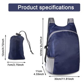 AWAVM Foldable Backpack, Outdoor Sports Lightweight Backpack, Adjustable Lightweight Hiking Backpack, Camping, Hiking, Outdoor Sports, Hiking, Shopping, navy blue