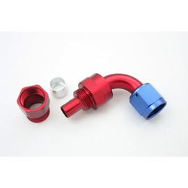 Autobahn88 Aluminum Anodized Swivel Hose End Fitting for PTFE Teflon Fuel Line - Reusable, 90-Degree, AN4 (Blue/Red)