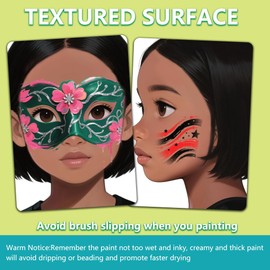 DELORIGIN 2PCS Face Painting Practice Board, Reusable Makeup Practice Board A4 Facial Painting Template Stage Festival Carnival Makeup Training Tool for Face Painter Beginner (Black Short Hair Woman)