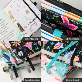 Calendar 2026 A5 German - Weekly Planner & Diary with Monthly Overview, January to December 2026, with Colourful Monthly Tabs, Colourful Inner Pages, Inner Pocket & Pen - Blue