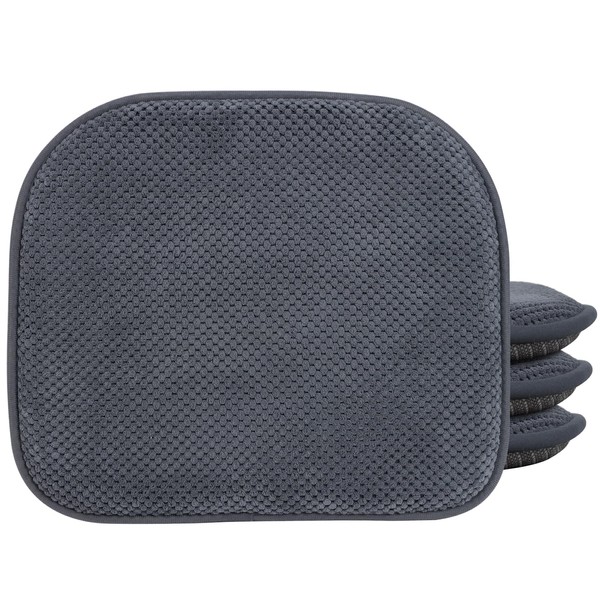 PRONOUS Dark Grey Memory Foam Chair Pads, 4 Pack D-Shaped