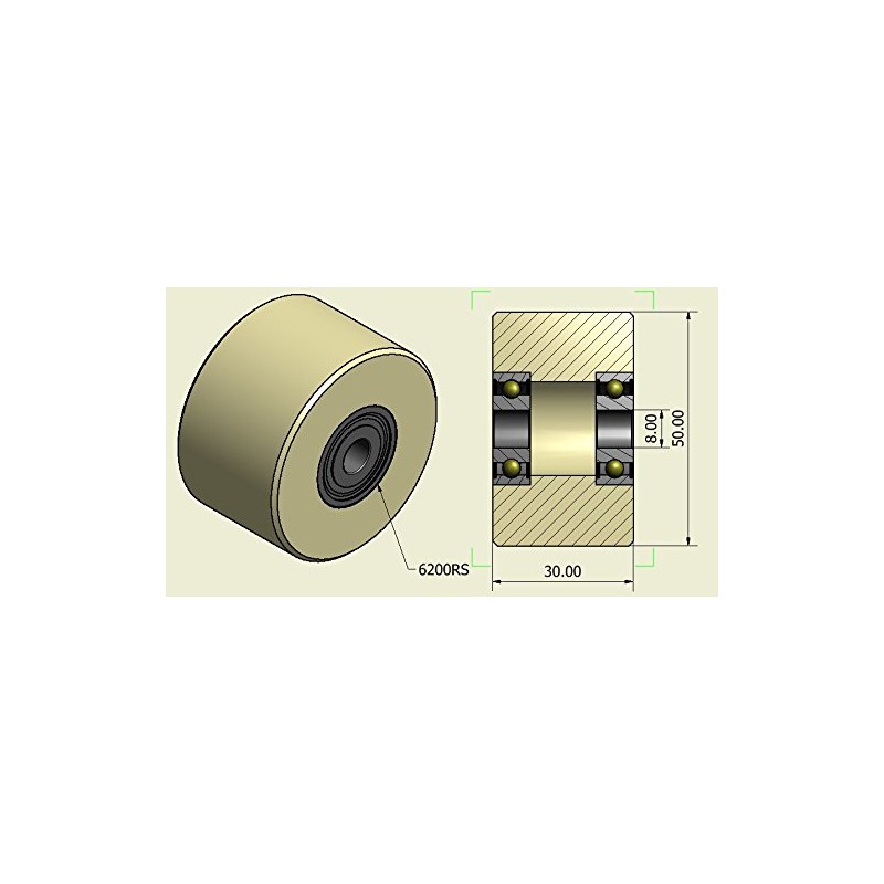 (50-30-8) Pack of 4 x 50 mm Diameter Machined Nylon