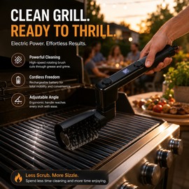 360° Electric BBQ Grill Brush for Outdoor Cleaning – Wireless 3-Speed Tool with LCD Display