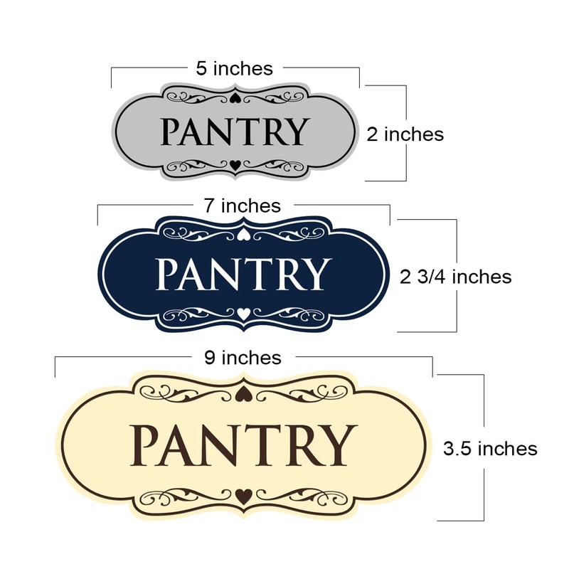 Designer Pantry Sign (Brushed Silver) - Large (2 Pack)