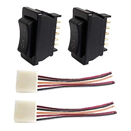 2 X 5 Pin Universal Car Power Window Switch UP/Down Control Lift Momentary Rocker Switch with Wiring Harness 12V 20A (no Backlight)