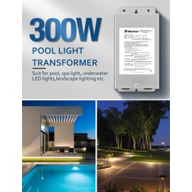 BRILLIANTOOL 300W Stainless Steel Casing Pool Light Transformer, Convert 120VAC to 12V/13V/14V AC Multi-tap, Weatherproof Transformer, Intended for Pool/Spa Lights and Landscape Lighting (300, Watts)