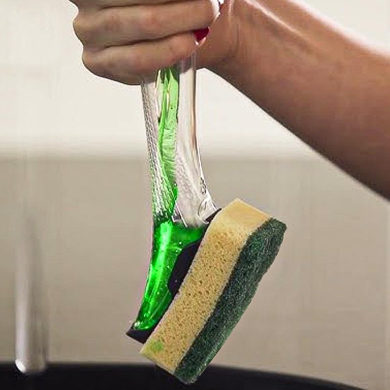 Fillable Washing up Brush with Handle and Zopper Microfiber Cloth