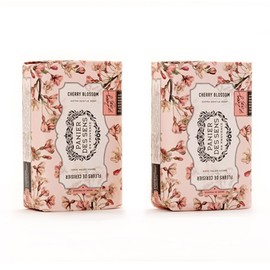 Panier des Sens Cherry Blossom Shea butter natural bar soap, bath & body soap bars - Made in France 95% natural - 2 bars
