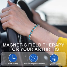 MagVIVACE Pure Copper Bracelet for Women, 7.68'' Turkish Stone Magnetic Bracelets with 15 Magnets for RSI Carpal Tunnel, Jewelry Gifts for Mother's Day