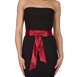 BlackButterfly Wedding Bow Ribbon Bridesmaid Prom Satin Sash Belt, Burgundy red