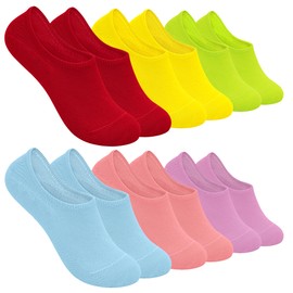 SERISIMPLE No Show Thin Womens Viscose Bamboo Socks Low Cut Invisible Non Slip with Grips Lightweight Liner Flats Socks 6 Pairs (US, Alpha, Large, Regular, Regular, Assorted2)