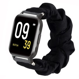 Compatible for SoundPEATS Smart Watch Bands, Giaogor Fabric Elastic Scrunchie Elastic Watch Band Women Cute Replacement Straps for SoundPEATS Smart Watch Fitness Tracker (Black)