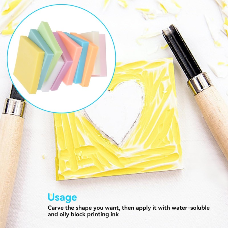 Pack of 10 Rubber Carving Blocks, Stamp Carving Blocks, DIY