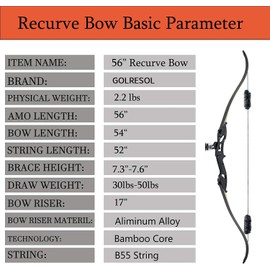 GOLRESOL 56" Archery Bow and Arrows for Adults Takedown Recurve Bow Right Hand Metal Riser with Arrows Quiver for Target Shooting Practice (40Lb)