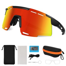 Ryaco Quick Glasses Cycling Glasses for Men / Women - 24 g TR90 Lightweight Construction Polarised Sports Sunglasses / Running with UV400, Adjustable Nose Pad & Temple, Rave & Bicycle Road Bike