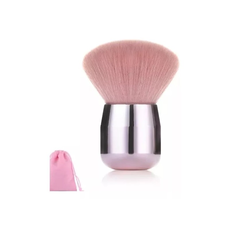 ZzDog Brocha Kabuki Redonda Suave Base Crema O Polvo Rosa