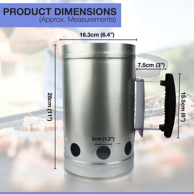 Navoys Barbecue Chimney Starter – Charcoal Quick-Light Kit with Safety