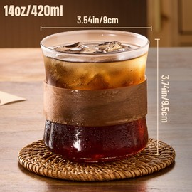 PARACITY Espresso Cups Set of 2 with Wooden Ring, 14 OZ High Borosilicate Espresso Shot Glass, Clear Small Expresso Shots Cup, Espresso Accessories