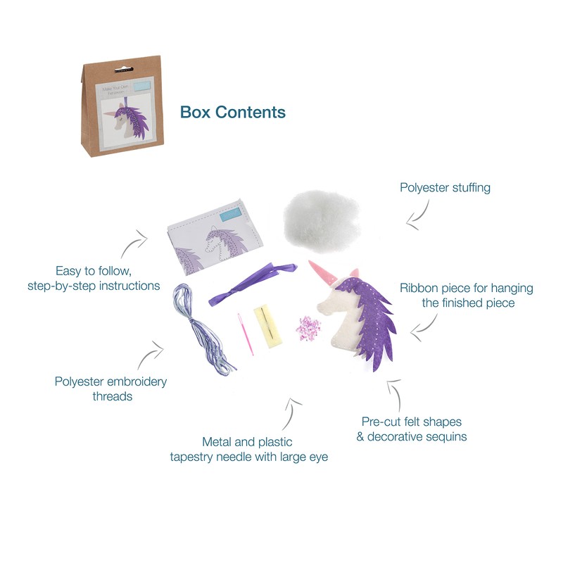 Trimits Felt Decoration Kits, 12 x 13cm, Unicorn