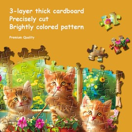 Jigsaw Puzzles 1000 Pieces - WISHDIAM Puzzles for Adults - Cats Kitten Pets Animal Lovers Impossible Hard Difficult Challenging Puzzles for Home Decor Birthday Party Gifts Toy(Cats in Garden)