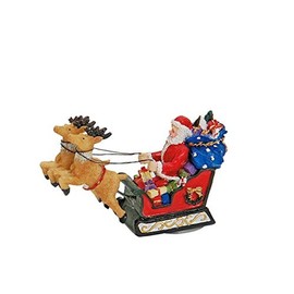 meindekoartikel Christmas Miniature Figures Winter World Scene Made of Poly Reindeer Sleigh W 8 x D 2.5 x H 8 cm