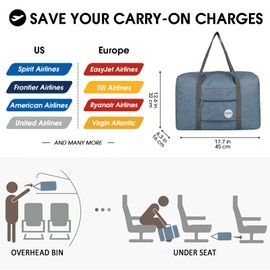 Cabin Bag 45x36x20 for Easyjet Airlines Underseat Travel Bag Holdall Bag Carry on Hand Luggage Weekend Bag for Women and Men (Denim Blue 25L)