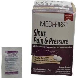 Medique Medi-First 81948 Sinus Pain & Pressure Tablets, 125 envelopes of 2 tablets