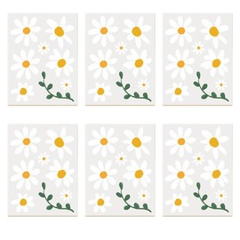 6 Sheets Daisy Flower Car Stickers Flower Car Decoration White Daisy Car Stickers for DIY Crafts Decoration