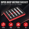 DSBYKJ 5-Piece 8mm-14mm Extended Extra-Deep Hex Metric Spark Plug Socket