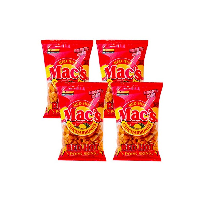 Mac's Red Hot Pork Rinds Flavored Pork Skins - 4