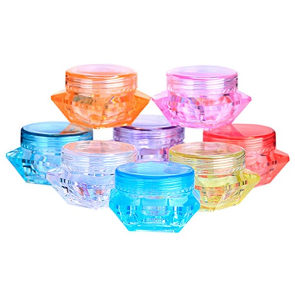 50Pcs 5ml Empty Refillable Plastic Cosmetic Sample Containers with Screw Cap Square Diamond Shape Jar Pot for Eye Shadow Cream Nail Powder