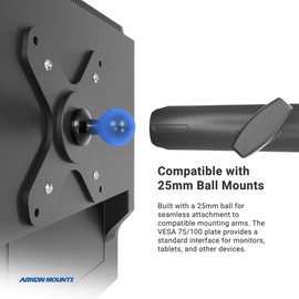 ARKON Heavy Duty 4 Hole AMPS Drill Base Mounting Pedestal for VESA 75/VESA 100 Compatible Devices