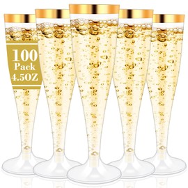 100 Pack Plastic Champagne Flutes,Champagne Glasses Disposable
