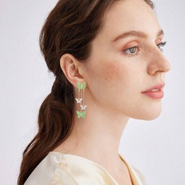 HUASAI Purple Butterfly Drop Earrings s, Metal Type: Mental, Product type: Earring, Target gender: Unisex, Alloy Steel, No Gemstone