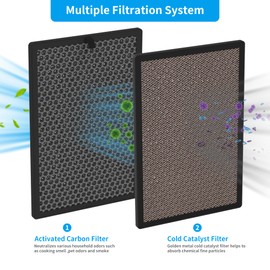 2 Packs Carbon Filters Compatible with Okaysou Airmax 8L Air Cleaner Purifier,2-in1 Duo-Filter with Activated Filter and Cold Cotalyst Filter