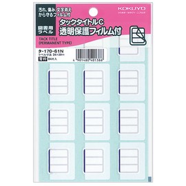 Kokuyo Tack Title, C Transparent Protective Film Included, Blue Frame, 0.9 x 0.8 inches (24 x 20 mm), Ta-170-61N