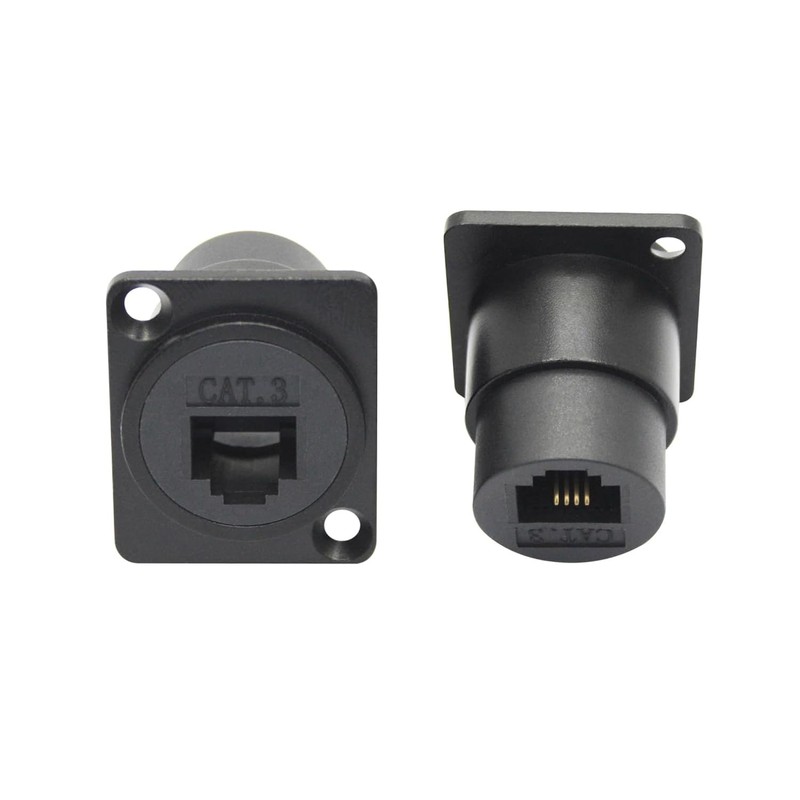 2Pcs RJ11 6P4C Panel Mount Telephone Socket,D-Type RJ11 Cat3 Female
