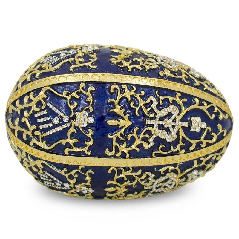 BestPysanky 1895 Twelve Monograms Royal Imperial Metal Easter Egg