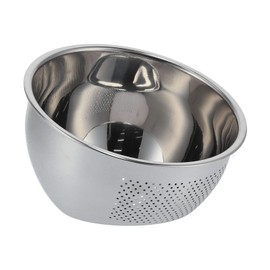 Rice Washer Strainer Bowl, Stainless Steel Rice Washing Bowl Kitchen Washing Basket Basin with Side Drainers Small Colander for Rice, Vegetables & Fruit(22.5CM)