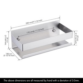 KES Bathroom Shelf Shower Organiser Storage Shelf, Bathroom Shower Caddy SUS304 Stainless Steel 23CM Shower Shampoo Holder Bathroom Accessory Brushed Steel Screw Mounted, BSC205S23B-2