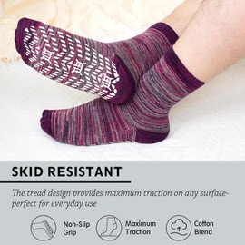 ZAKASA - Calcetines antideslizantes con agarre antideslizante para hombres y mujeres, agarre antideslizante para adultos mayores, hospitales, yoga, pilates, Gris + Azul + Verde + Naranja + Morado, M